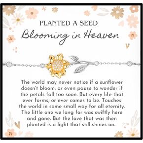 With Love & Co Miscarriage Gift Sterling Silver Sunflower Bracelet Stillborn Pregnancy Memorial Loss Gift Bereavement Planted A Seed Remembrance Bracelet (Blooming In Heaven Sunflower)