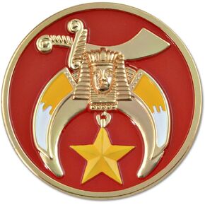Shriner Round Masonic Auto Emblem - [Red & Gold][3'' Diameter]