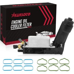 RANSOTO Engine Oil Cooler With Oil Filter Housing Adapter Assembly Compatible With 2011 2012 2013 Chrysler 200 300, Dodge Charger Journey Caravan Durango, Jeep Wrangler Replaces 5184294AE