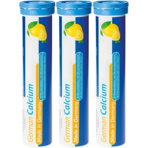 German Calcium 60 Drink Effervescent Tablets - Lemon Lime Flavour - 500 mg Calcium, Sugarfree, Vegan- T&D Pharma – Made in Germany