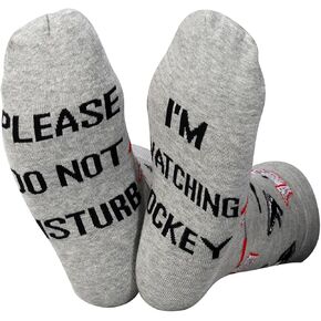 ZJXHPO Ice Hockey Crew Sock Please Do Not Disture I'm Watching Hockey Novelty Sock For Hockey Lover Player Coach Team (Disture Hockey)