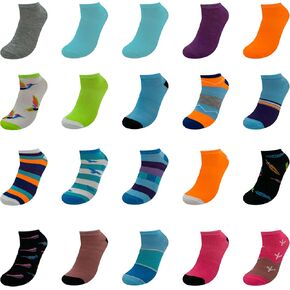 BRIGHT STAR Women Low Cut Ankle Socks (20-Pair) (Size 9-11) Athletic, Sports, Workout, Running