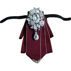 Topz black bowtie for men ribbon tie Rhinestone Necktie Shirt Collar Luxury fashion Jewelry bow brooch pin carvat for women