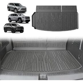 TripleAliners Floor Mats All Weather Compatible with 2024+ GMC Acadia/Chevy Traverse|2nd row captain's chairs/2025 Buick Enclave Accessories Full Set Floor Liners TPE Custom Fit Protector Car Mat 4-pc