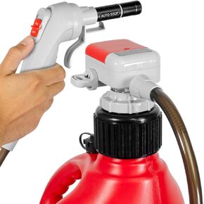 TERA PUMP - Next Gen Auto Stop Fuel Pump - 3X Protection w/Power Switch Nozzle, 4.25-ft XL Vinyl Hose, Flexible Intake Hose, Built-in Adapter (+ Utility Jug Adapter), for Gasoline, Diesel (2.3 GPM)