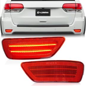D-Lumina Rear Bumper LED Reflectors Light Lamp Assembly Fog Light Kit Compatible with Je-ep Grand Cherokee, Compass, Patriot ＆ Dodge Journey, Rear Bumper Reflector Light Smoked Len Foglamp, Pack of 2