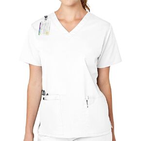 WonderWink Womens V-Neck Top Medical Scrubs Shirt, White, 2X US