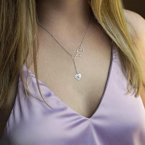 Nurse Stethoscope Necklace for Women - 925 Sterling Silver Initial Letter Doctor Stethoscope Pendant Doctor Nurse Medical Student Graduation Jewelry Gift in Kuwait