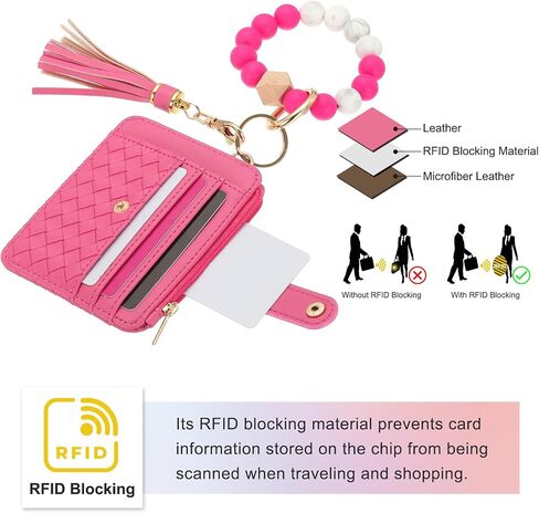 PATIKIL Keychain Wristlet Wallet, Leather RFID Blocking Credit Card Holder Wallet with Zipper Pocket for Men Women in Saudi Arabia