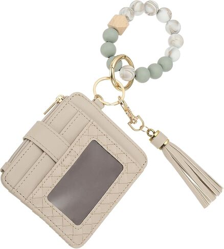 PATIKIL Keychain Wristlet Wallet, Leather RFID Blocking Credit Card Holder Wallet with Zipper Pocket for Men Women in Kuwait