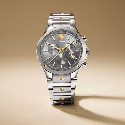 Movado SE Men's Sport Watch - Swiss Quartz Chronograph Movement, Stainless Steel Link Bracelet - 5 ATM Water Resistance - Luxury Fashion Timepiece for Him - 42mm in Kuwait