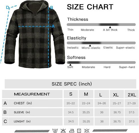 Men's Fleece Jacket Plaid Hoodies Sherpa Zip Up Winter Work Warm Sweatshirts in Saudi Arabia