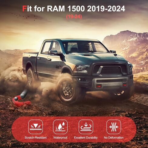 لملحقات دودج رام 1500 2019-2024 أغطية خطاف السحب، قطعتان (لا تناسب رام 1500 كلاسيك، وارلوك، رام 2500، رام 3500) (أحمر) in Saudi Arabia