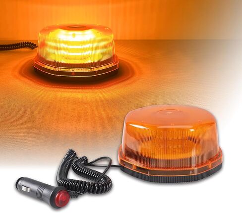 Emergency Strobe Light, Amber LED Beacon Flashing Lights 10-30V, Warning Lamp with Strobe&Rotate Mode with Magnetic Base for Vehicle Truck Forklift Snow Plow Postal Car in Saudi Arabia
