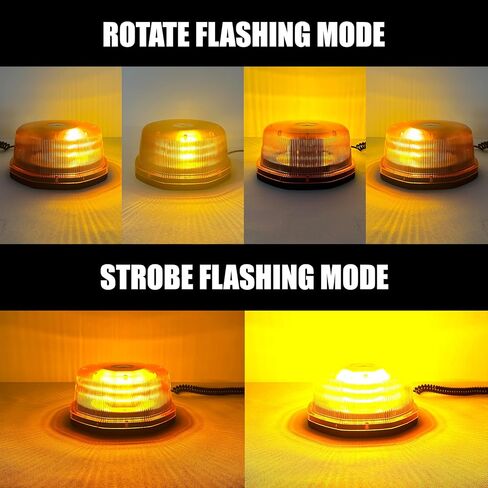 Emergency Strobe Light, Amber LED Beacon Flashing Lights 10-30V, Warning Lamp with Strobe&Rotate Mode with Magnetic Base for Vehicle Truck Forklift Snow Plow Postal Car in Saudi Arabia