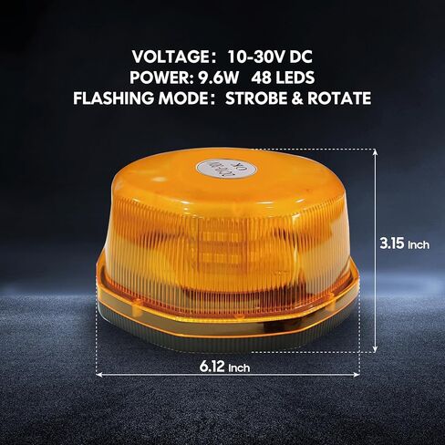Emergency Strobe Light, Amber LED Beacon Flashing Lights 10-30V, Warning Lamp with Strobe&Rotate Mode with Magnetic Base for Vehicle Truck Forklift Snow Plow Postal Car in Saudi Arabia