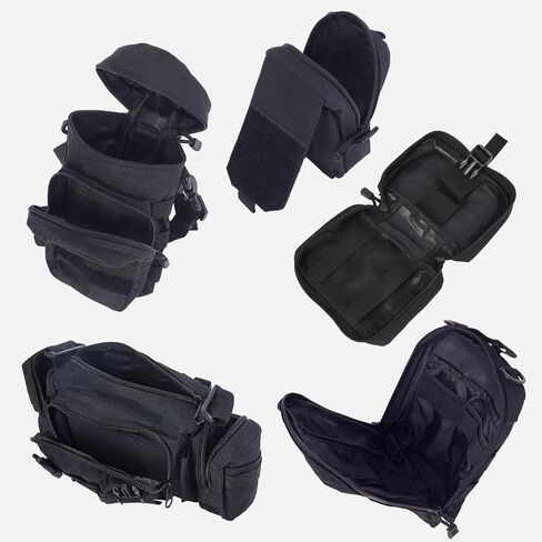 Universal Tactical Car Seat Back Organizer Bag Tactical Molle Vehicle Organizers Panel Gear Accessories with 5 Different Size Molle Pouches for Car Truck Ford Jeep Vehicle (C style-Black) in Kuwait
