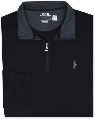 سترة صوفية رجالي من POLO RALPH LAUREN بياقة متباينة من قطن جيرسي ناعم نصف سحاب، in Saudi Arabia