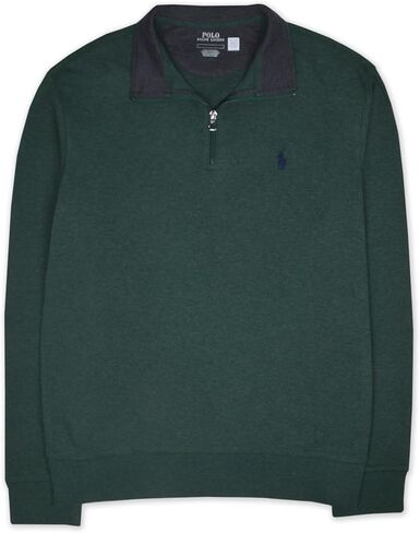 سترة صوفية رجالي من POLO RALPH LAUREN بياقة متباينة من قطن جيرسي ناعم نصف سحاب، in Saudi Arabia