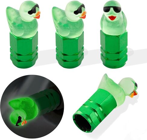 4Pcs Duck Tire Valve Caps, Funny Sunglasses Duck Valve Stem Caps Covers for Wheels, Decorative Cute Tire Valve Caps for Car Accessories (Hexagon Duck Yellow) in Kuwait