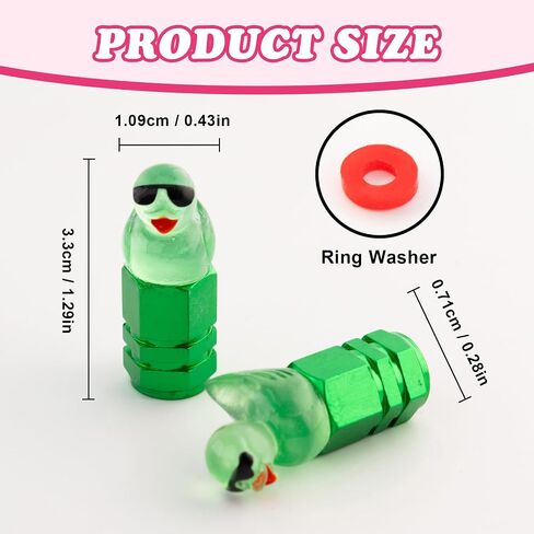 4Pcs Duck Tire Valve Caps, Funny Sunglasses Duck Valve Stem Caps Covers for Wheels, Decorative Cute Tire Valve Caps for Car Accessories (Hexagon Duck Yellow) in Kuwait