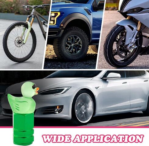 4Pcs Duck Tire Valve Caps, Funny Sunglasses Duck Valve Stem Caps Covers for Wheels, Decorative Cute Tire Valve Caps for Car Accessories (Hexagon Duck Yellow) in Kuwait