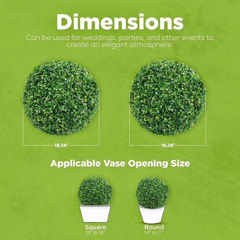 كرات خشب البقس الصناعي عبوتين - توبياري صناعي للاستخدام في الهواء الطلق أو في الداخل - شجيرات واقعية بأوراق كثيفة - كرة نباتية وهمية مقاومة للماء ومحمية من الأشعة فوق البنفسجية - نبات خشب البقس سهل التجميع - 16.14 بوصة in Kuwait