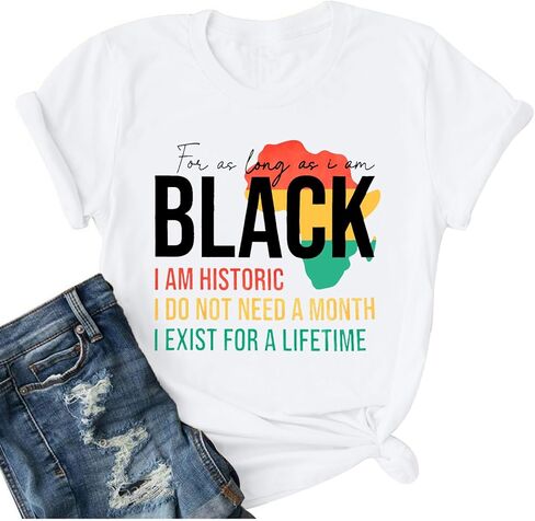 Black History Shirts African American T-Shirts Women Black History Month Tops Black Freedom Clothes in Kuwait