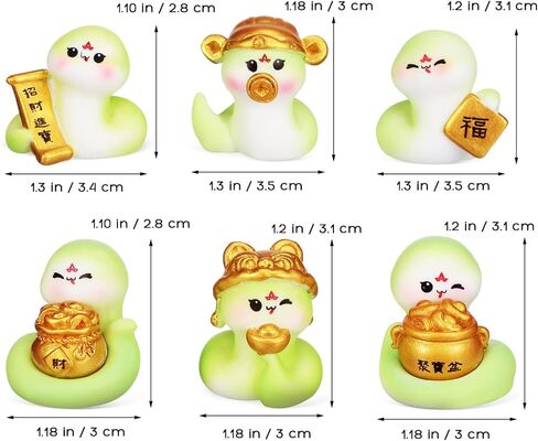 6 Pcs 2025 Miniature Snake Figurines: Resin New Year Ornaments Snake Year, Treasure Pots Snake Decor Chinese Zodiac Animal Statues Year of The Snake for Spring Festival Home Car Decor in Saudi Arabia