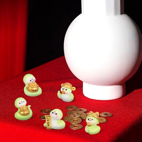6 Pcs 2025 Miniature Snake Figurines: Resin New Year Ornaments Snake Year, Treasure Pots Snake Decor Chinese Zodiac Animal Statues Year of The Snake for Spring Festival Home Car Decor in Saudi Arabia