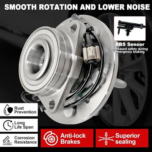 Pair 515096 Front Wheel Bearing Hub Assembly Compatible with Cadillac Escalade ESV EST 2007-2014, for Chevy Avalanche Silverado Suburban 1500 Tahoe, for GMC Sierra 1500 Yukon 2007-2010, 6 Lugs w/ABS in Kuwait