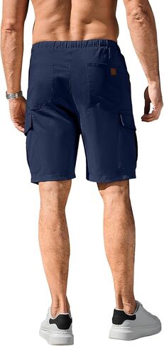 شورت كاجوال للرجال من Cargo Jogger برباط وخصر مطاطي، شورت صيفي للشاطئ، شورت رياضي قابل للتمدد مع 6 جيوب in Kuwait