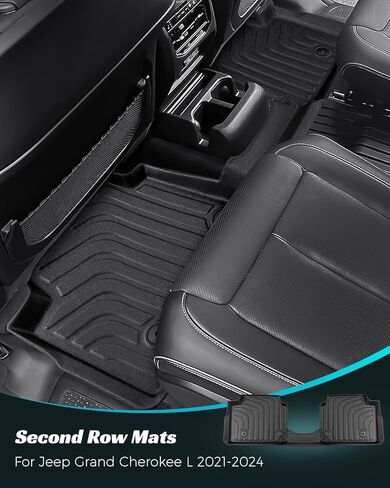 بطانة شحن لأرضية السيارة لسيارة Jeep Grand Cherokee L 2024 2023 2022 2021 (فقط لـ 6 مقاعد بدون مسند ذراع خلفي مركزي) سجادات سيارات TPE مخصصة لجميع الأحوال الجوية 2021-2024 ملحقات Grand Cherokee L in Kuwait