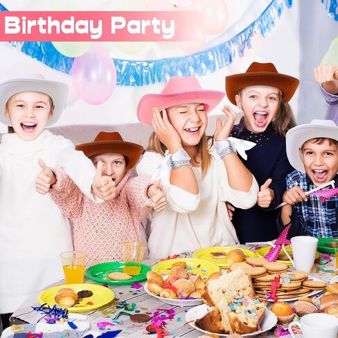 Unittype Kids Western Cowboy Hat Set - 12 Pcs Polyester Cowboy Hats and Bandannas for Cowgirl Cowboy Cosplay in Kuwait
