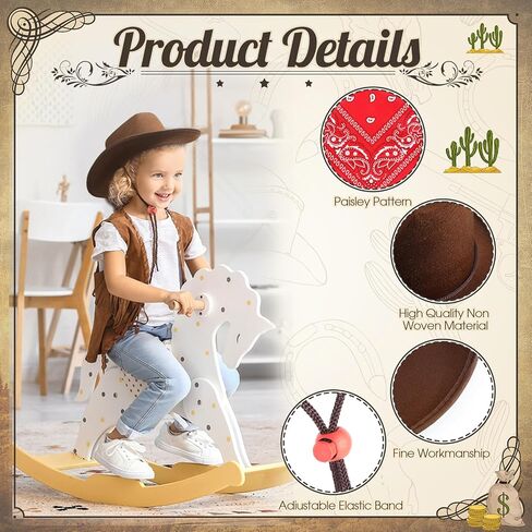 Unittype Kids Western Cowboy Hat Set - 12 Pcs Polyester Cowboy Hats and Bandannas for Cowgirl Cowboy Cosplay in Kuwait