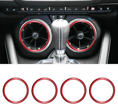 Compatible with Center Console Air Conditioner Vent Outlet Panel Trim Decorative Frame Aluminum Alloy Rings Sticker Decal Interior Accessories for Chevrolet Camaro 2017-2020 (4pcs,Blue) in Saudi Arabia