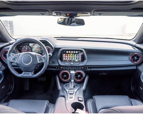 Compatible with Center Console Air Conditioner Vent Outlet Panel Trim Decorative Frame Aluminum Alloy Rings Sticker Decal Interior Accessories for Chevrolet Camaro 2017-2020 (4pcs,Blue) in Saudi Arabia
