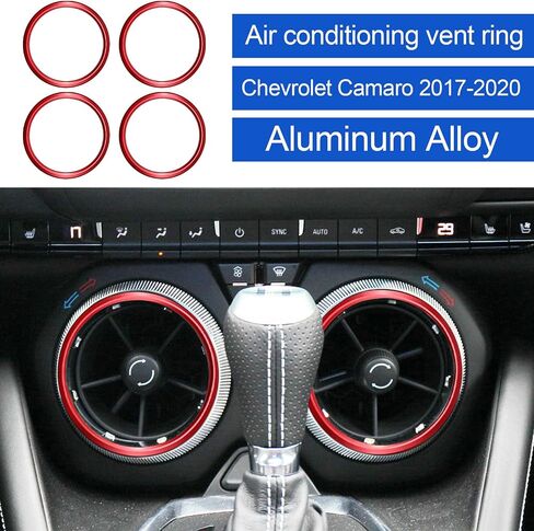 Compatible with Center Console Air Conditioner Vent Outlet Panel Trim Decorative Frame Aluminum Alloy Rings Sticker Decal Interior Accessories for Chevrolet Camaro 2017-2020 (4pcs,Blue) in Saudi Arabia
