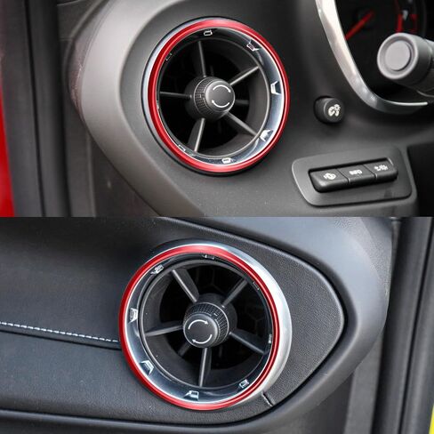 Compatible with Center Console Air Conditioner Vent Outlet Panel Trim Decorative Frame Aluminum Alloy Rings Sticker Decal Interior Accessories for Chevrolet Camaro 2017-2020 (4pcs,Blue) in Saudi Arabia