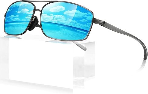 Polarized Sunglasses for Men, Ultra Lightweight Al-Mg Sunglasses with Spring Hinges, 100% UV400 Protection Mens Shades in Kuwait