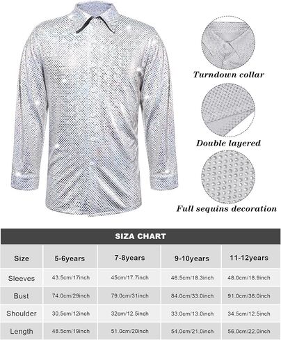 Mepase 70s Disco Boys Kids Outfit Costume Bell Bottom Pants Disco Shirts for Halloween Dress Up in Saudi Arabia