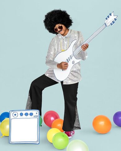 Mepase 70s Disco Boys Kids Outfit Costume Bell Bottom Pants Disco Shirts for Halloween Dress Up in Saudi Arabia