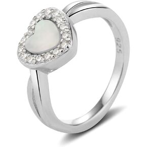 Precious Pieces Girls Sterling Silver Mother of Pearl Heart Baby Ring for Toddlers, Little Girls, and Baby Photo Prop