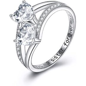 YAFEINI Sister Gifts from Sister Sterling Silver Sister Rings Always My Sister Forever My Friend Sister Birthday Jewelry Gifts for Sister