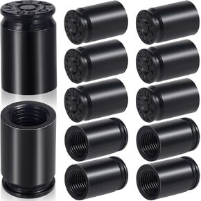 12PCS Black Bullet Shaped Valve Stem Caps, Aluminum Alloy Universal Dustproof Tire Valve Stem Covers for Cars, SUV, Trucks, Bike, Motorcycle