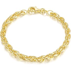 Gold Bracelets for Men & Women Layer Rope Chain Bracelets 4.5mm Dainty Gold Twisted Rope Link Chain Bracelet Mens Bracelet Gold Jewelry Presents 6.5-9in