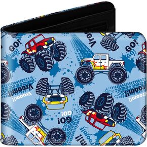 Boys Wallet for Kids and Teenager, Funny Leather Bifold Purse with Zipper Coin Pocket and Card Cash Holder for Youth Men, Cool Cartoon Game Wallet for Kids Gifts -Dinosaur Skate
