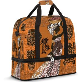 Black American African Woman Travel Duffle Bag, Sports Gym Bag With Shoes Compartment Weekender Bag Overnight Bag For Women Men