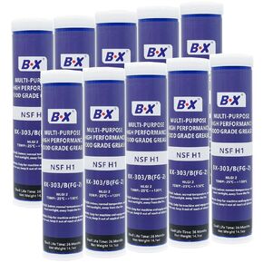 Multi-Purpose Food Grade Grease Tube for Food Plant Machineries Silicone Grease Lubricant for Plumbers Boat Accessories, Trucking, and Wheel Bearing 14.1oz x10 Packs…