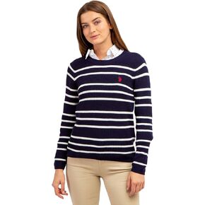 U.S. Polo Assn. Women's Crew Neck Sweaters – Raglan, Cable Knit & Striped